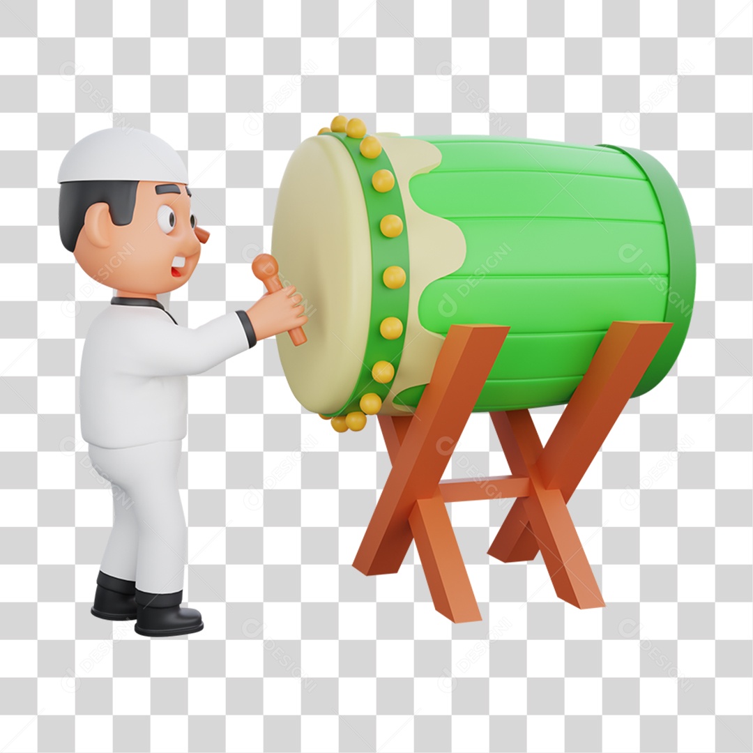 Elemento 3D Personagem Muçulmano para Composição PNG Transparente