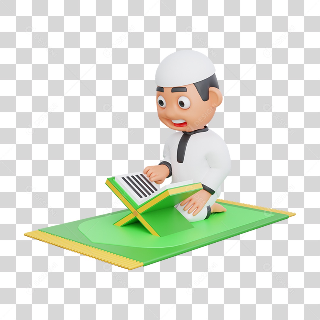 Elemento 3D Personagem Muçulmano para Composição PNG Transparente