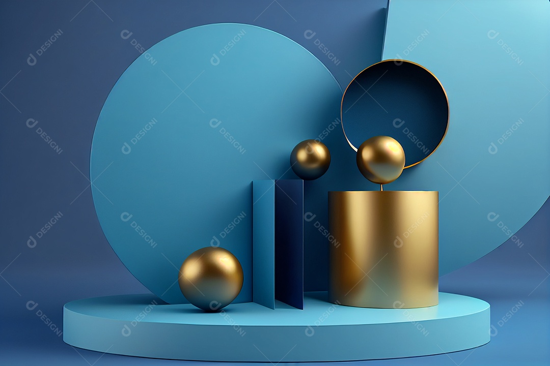 Fundo azul com dourado tecnológico para composição abstrata gerado por IA