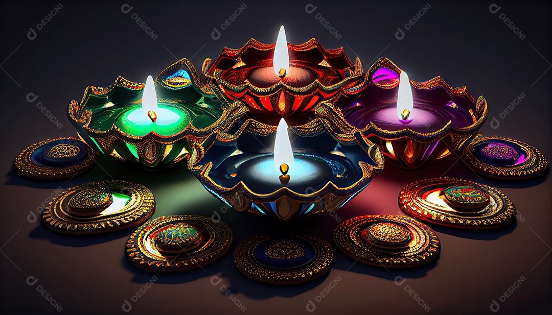 Diwali o triunfo da luz e bondade Festival hindu das luzes celebração Diya lamparinas a óleo 24 de outubro.