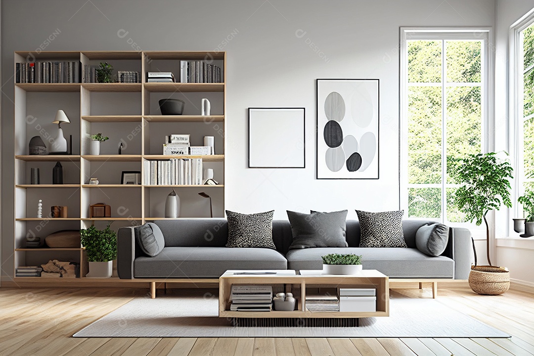 Decoração de sala design de interiores para casa estilo moderno industrial gerado por IA