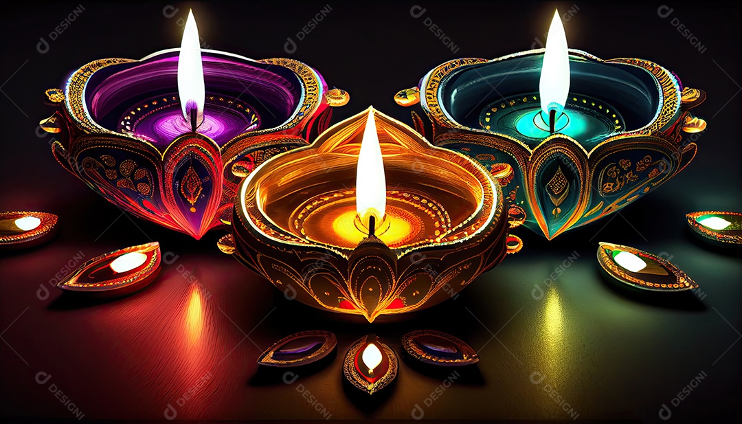 Diwali o triunfo da luz e bondade Festival hindu das luzes celebração Diya lamparinas a óleo 24 de outubro.