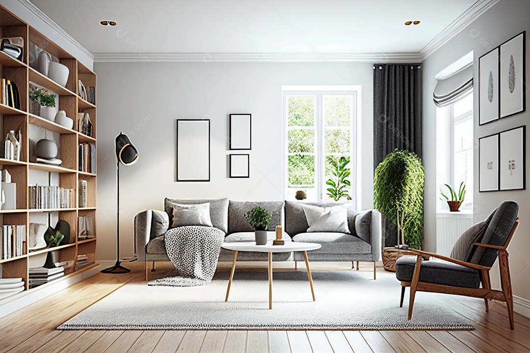 Decoração de sala design de interiores para casa estilo moderno industrial gerado por IA