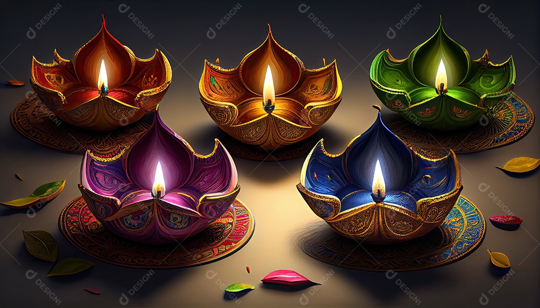 Diwali o triunfo da luz e bondade Festival hindu das luzes celebração Diya lamparinas a óleo 24 de outubro.