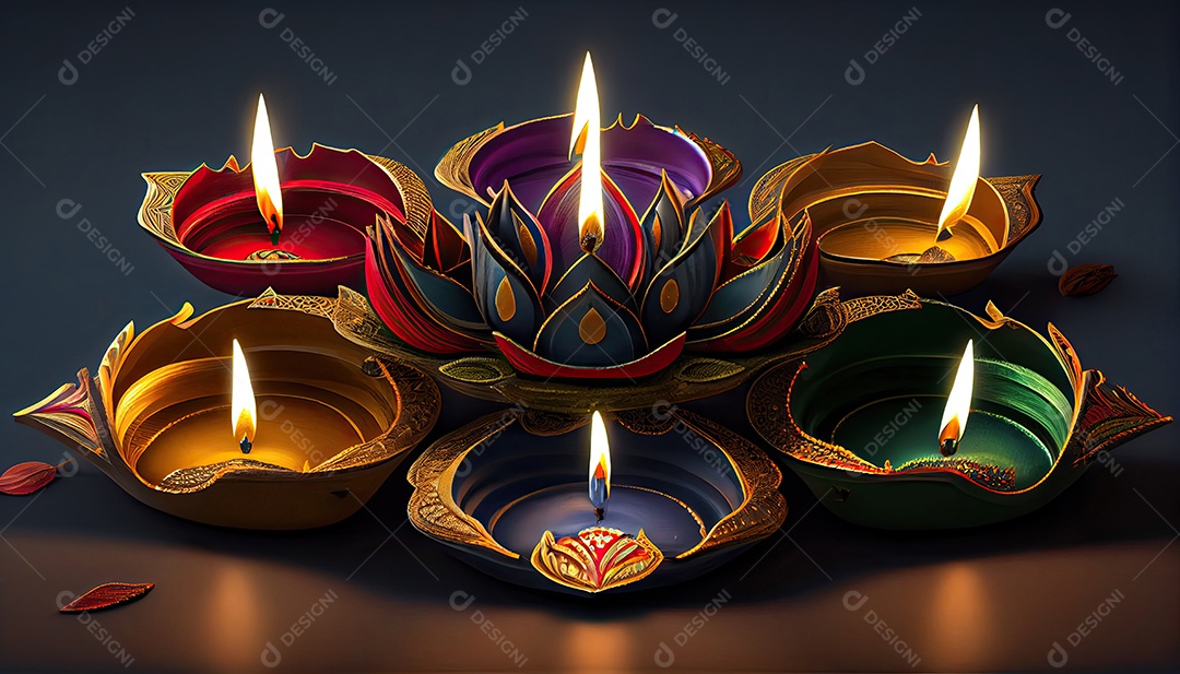 Diwali o triunfo da luz e bondade Festival hindu das luzes celebração Diya lamparinas a óleo 24 de outubro.