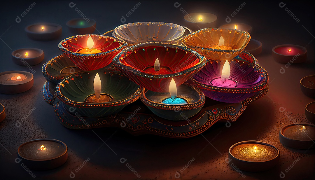 Diwali o triunfo da luz e bondade Festival hindu das luzes celebração Diya lamparinas a óleo 24 de outubro.