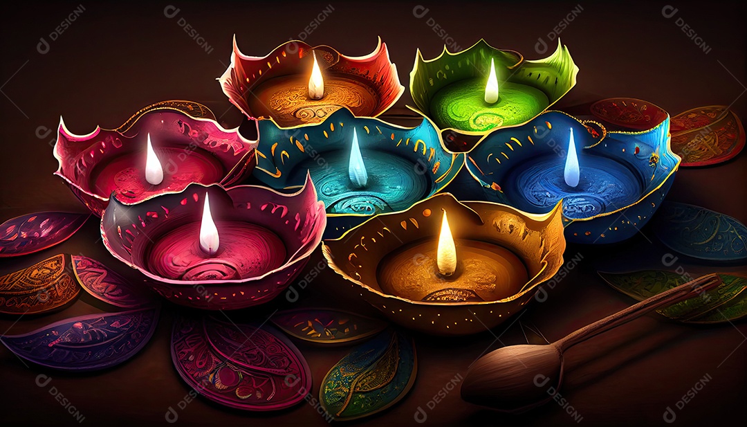 Diwali o triunfo da luz e bondade Festival hindu das luzes celebração Diya lamparinas a óleo 24 de outubro.