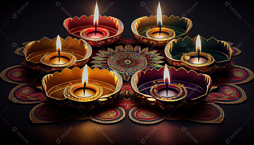 Diwali o triunfo da luz e bondade Festival hindu das luzes celebração Diya lamparinas a óleo 24 de outubro.