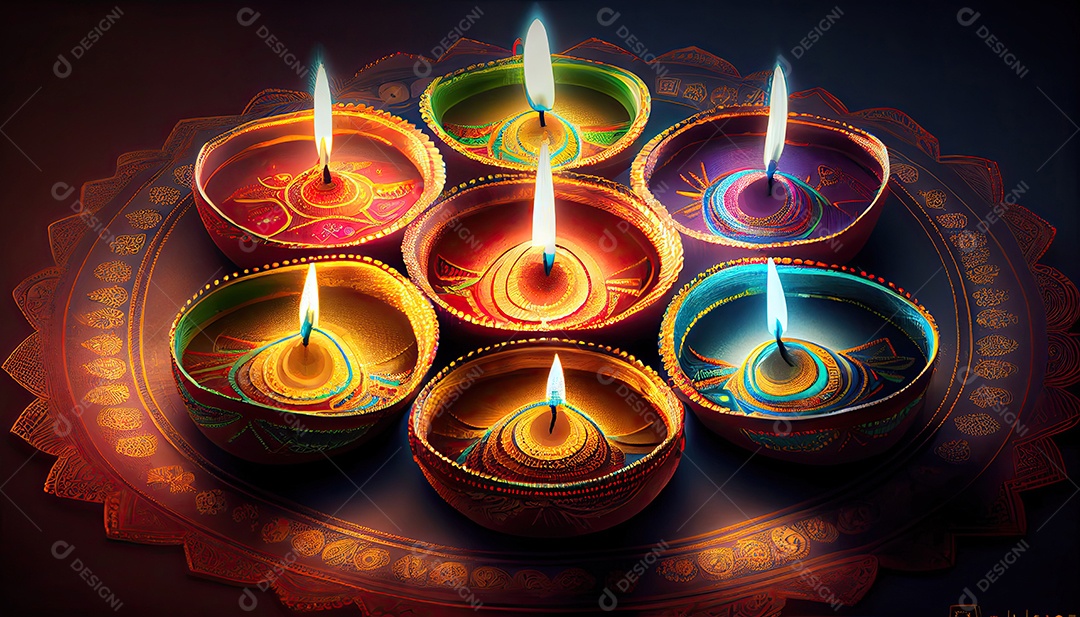 Diwali o triunfo da luz e bondade Festival hindu das luzes celebração Diya lamparinas a óleo 24 de outubro.