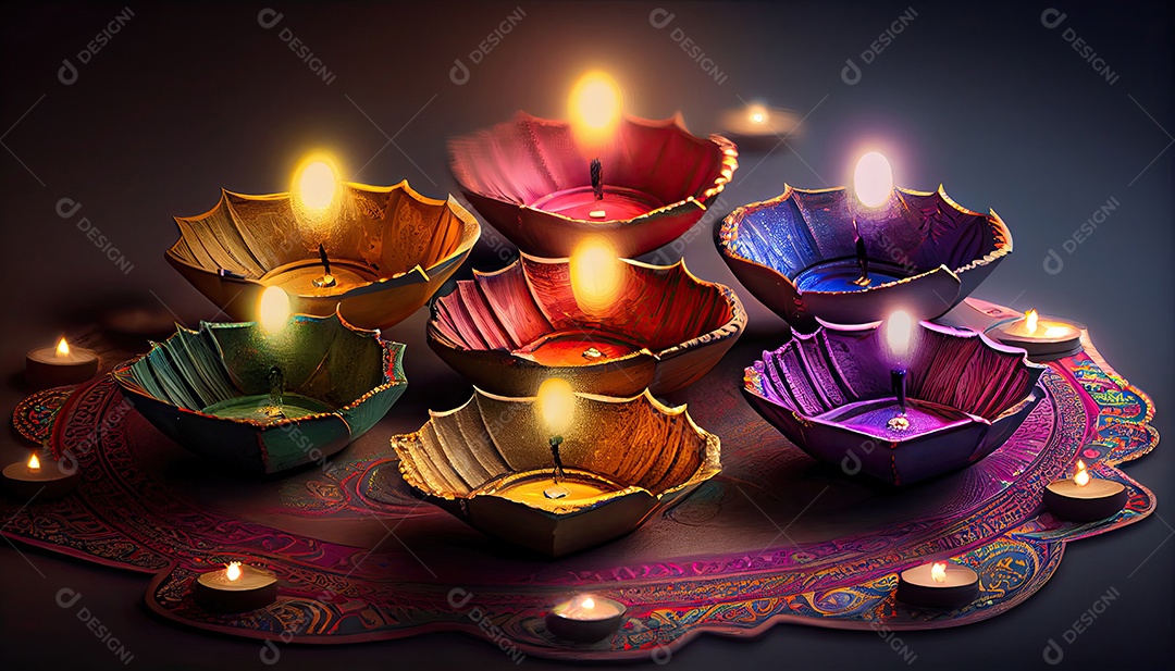 Diwali o triunfo da luz e bondade Festival hindu das luzes celebração Diya lamparinas a óleo 24 de outubro.