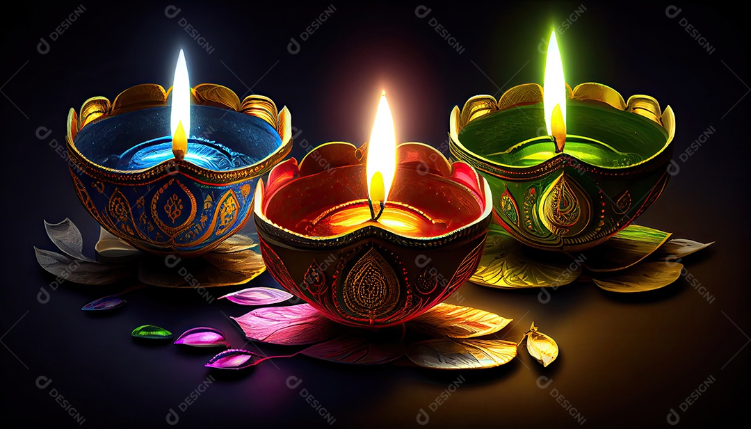 Diwali o triunfo da luz e bondade Festival hindu das luzes celebração Diya lamparinas a óleo 24 de outubro.