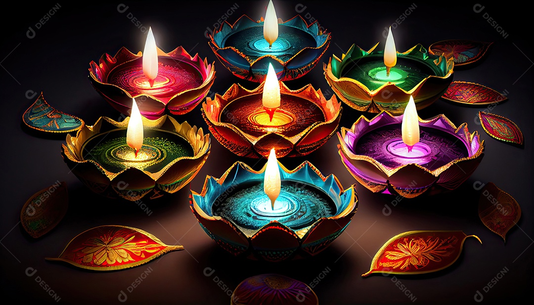 Diwali o triunfo da luz e bondade Festival hindu das luzes celebração Diya lamparinas a óleo 24 de outubro.