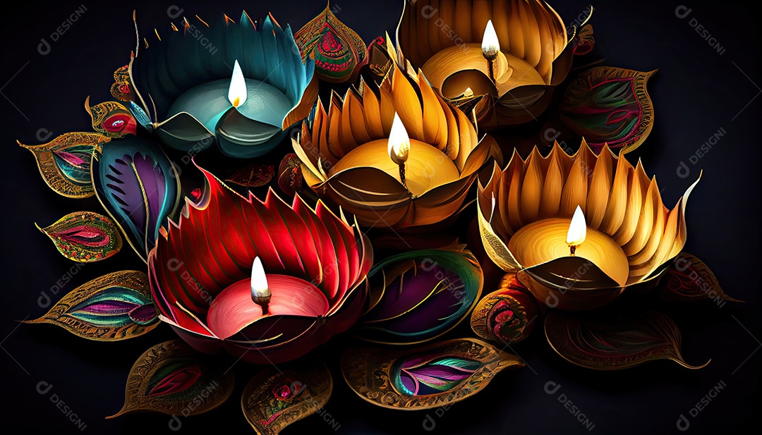 Diwali o triunfo da luz e bondade Festival hindu das luzes celebração Diya lamparinas a óleo 24 de outubro.