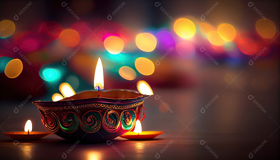Diwali o triunfo da luz e bondade Festival hindu das luzes celebração Diya lamparinas a óleo 24 de outubro.