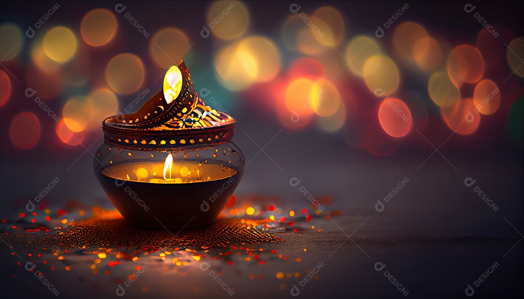 Diwali o triunfo da luz e bondade Festival hindu das luzes celebração Diya lamparinas a óleo 24 de outubro.