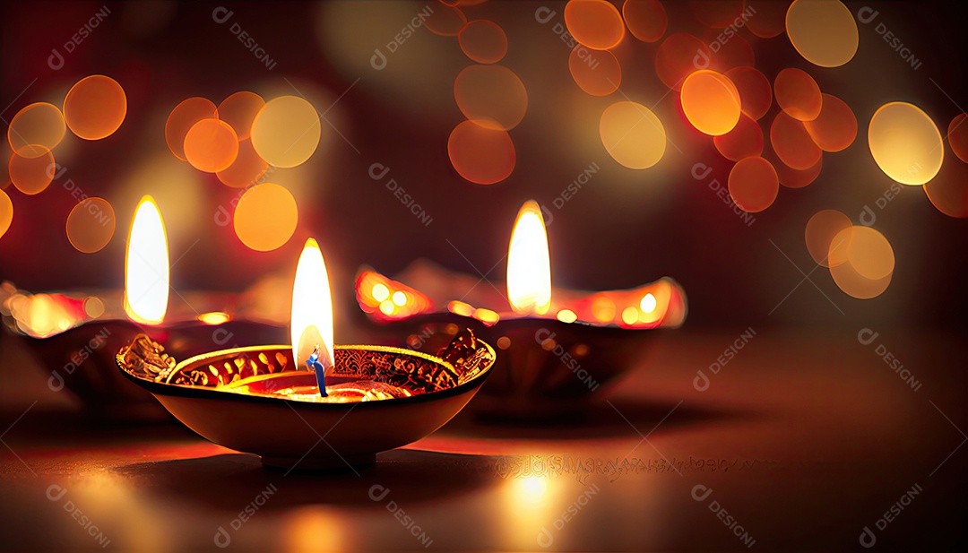 Diwali o triunfo da luz e bondade Festival hindu das luzes celebração Diya lamparinas a óleo 24 de outubro.