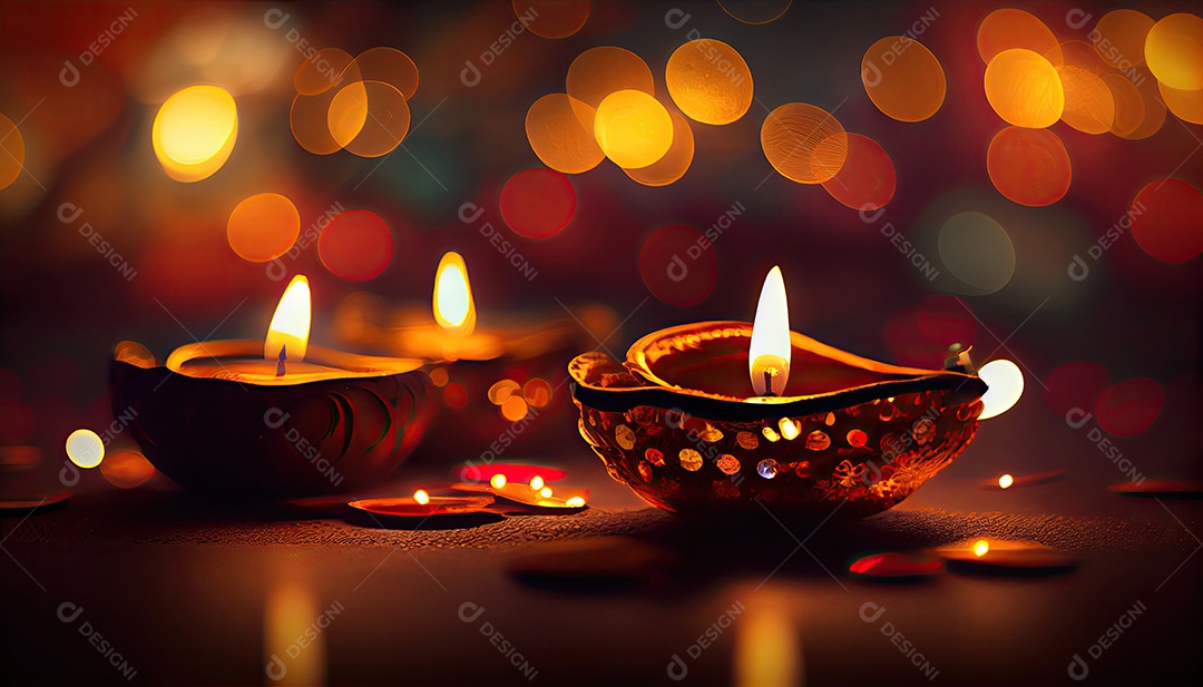 Diwali o triunfo da luz e bondade Festival hindu das luzes celebração Diya lamparinas a óleo 24 de outubro.