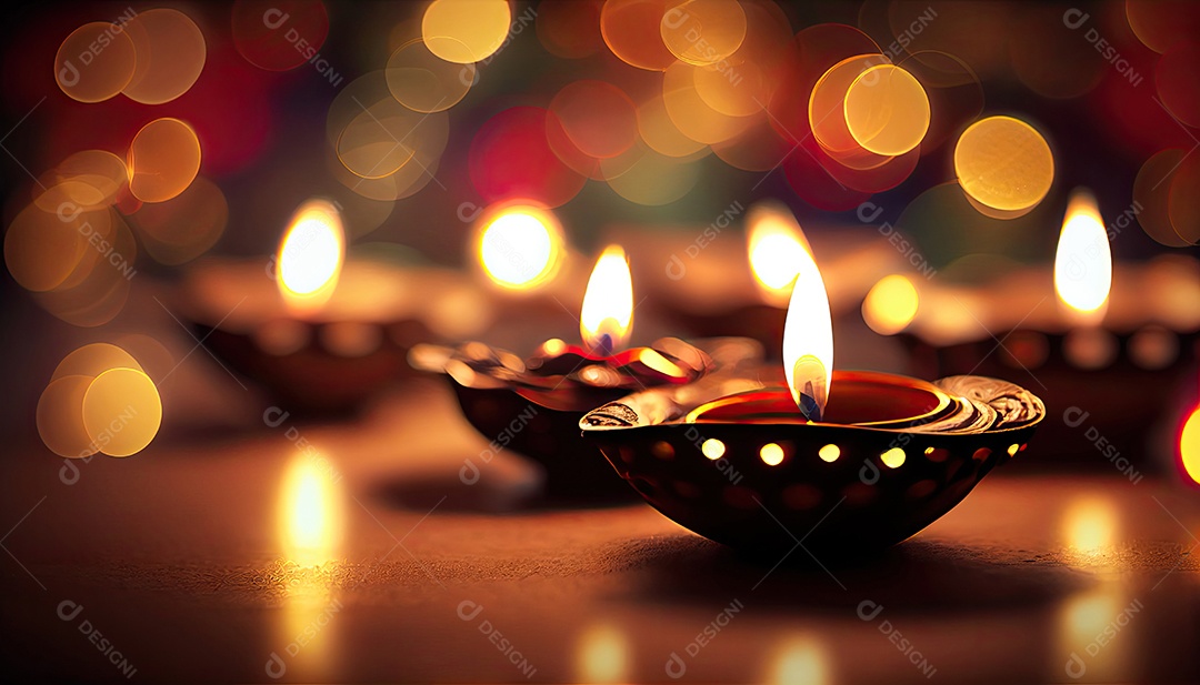 Diwali o triunfo da luz e bondade Festival hindu das luzes celebração Diya lamparinas a óleo 24 de outubro.