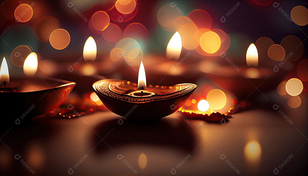 Diwali o triunfo da luz e bondade Festival hindu das luzes celebração Diya lamparinas a óleo 24 de outubro.