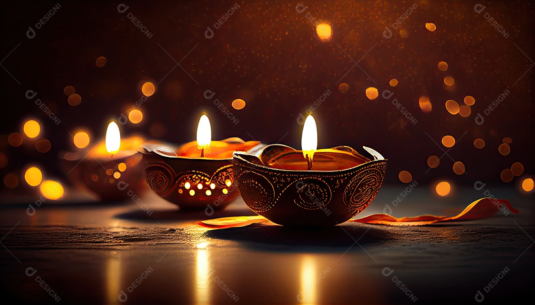 Diwali o triunfo da luz e bondade Festival hindu das luzes celebração Diya lamparinas a óleo 24 de outubro.