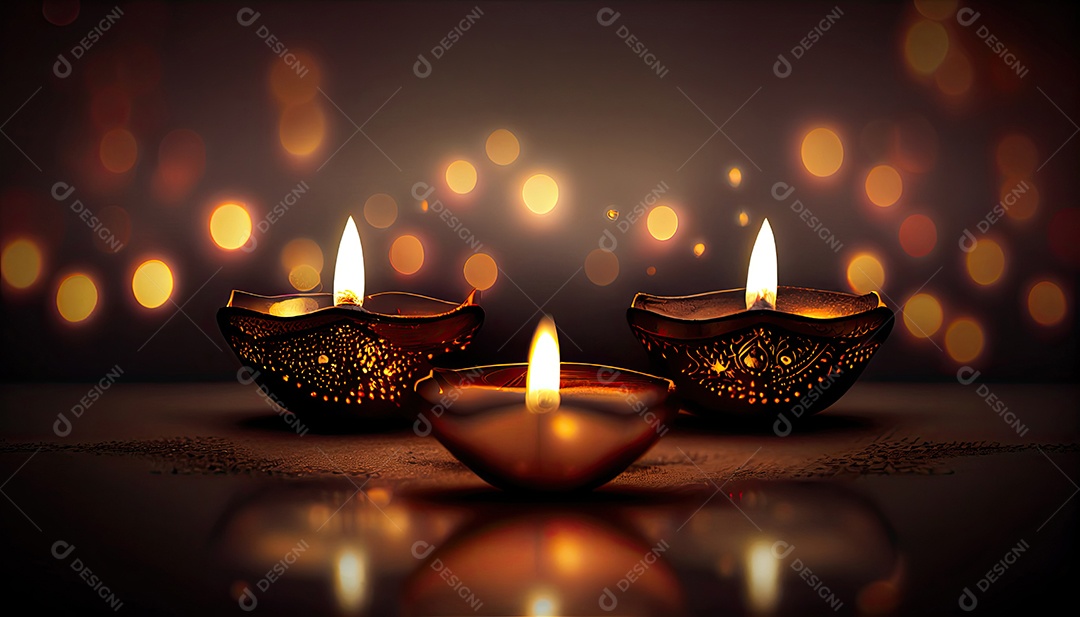 Diwali o triunfo da luz e bondade Festival hindu das luzes celebração Diya lamparinas a óleo 24 de outubro.