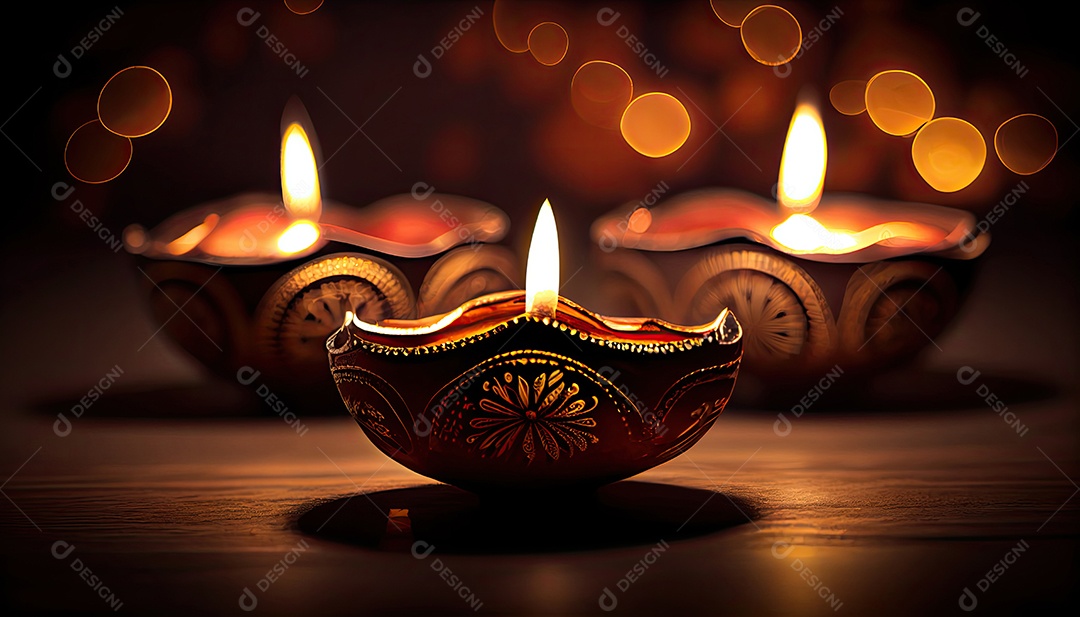 Diwali o triunfo da luz e bondade Festival hindu das luzes celebração Diya lamparinas a óleo 24 de outubro.