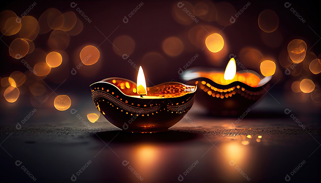 Diwali o triunfo da luz e bondade Festival hindu das luzes celebração Diya lamparinas a óleo 24 de outubro.