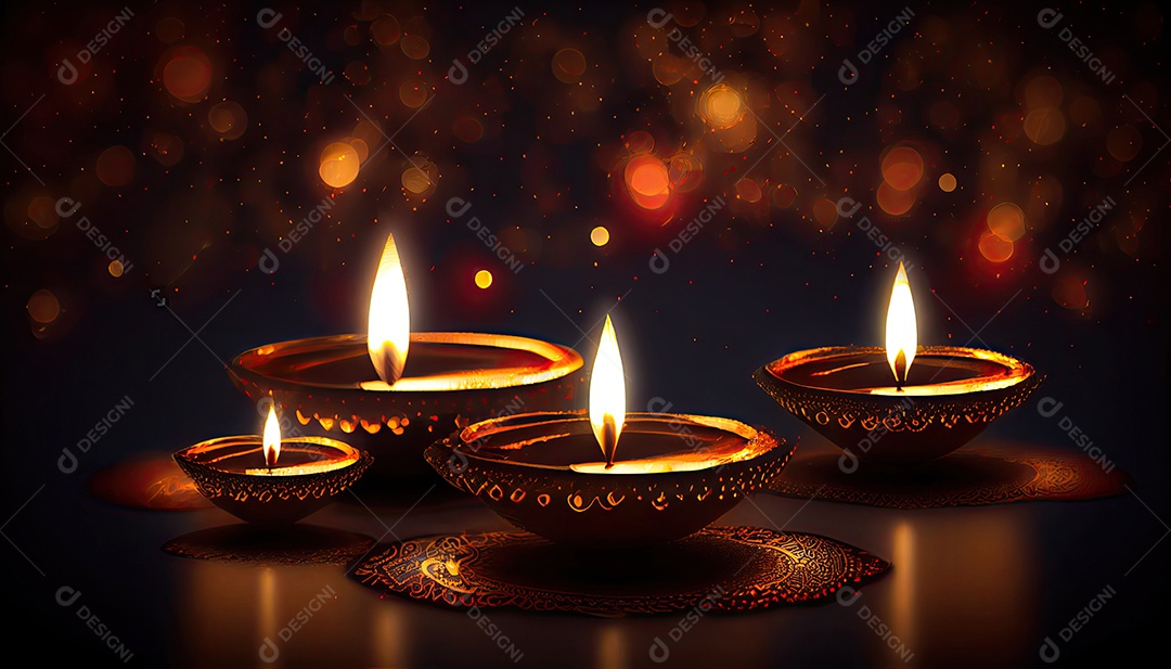 Diwali o triunfo da luz e bondade Festival hindu das luzes celebração Diya lamparinas a óleo 24 de outubro.