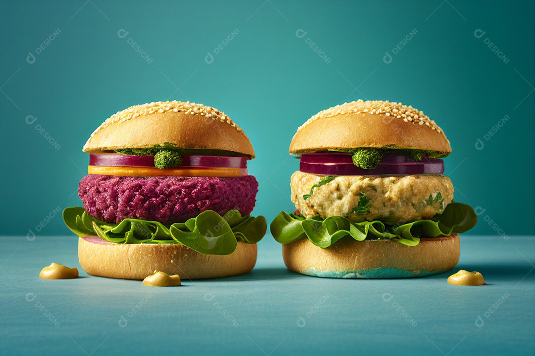 Fundo abstrato com hambúrguer vegetariano gerado por IA