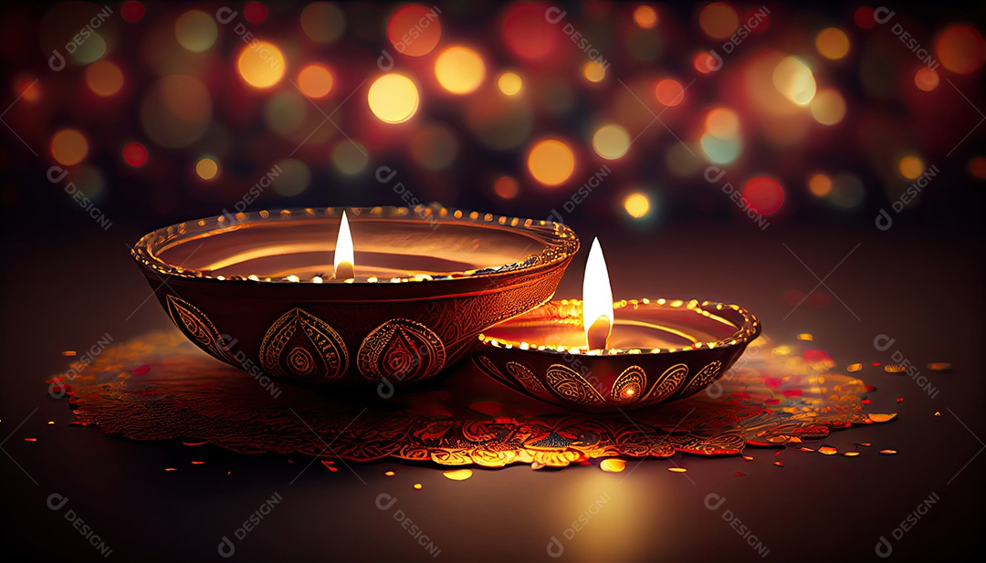 Diwali o triunfo da luz e bondade Festival hindu das luzes celebração Diya lamparinas a óleo 24 de outubro.