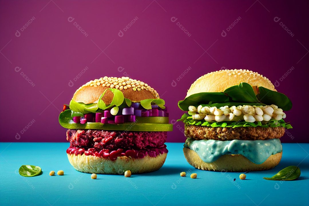 Fundo abstrato com hambúrguer vegetariano gerado por IA