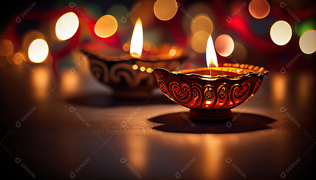 Diwali o triunfo da luz e bondade Festival hindu das luzes celebração Diya lamparinas a óleo 24 de outubro.