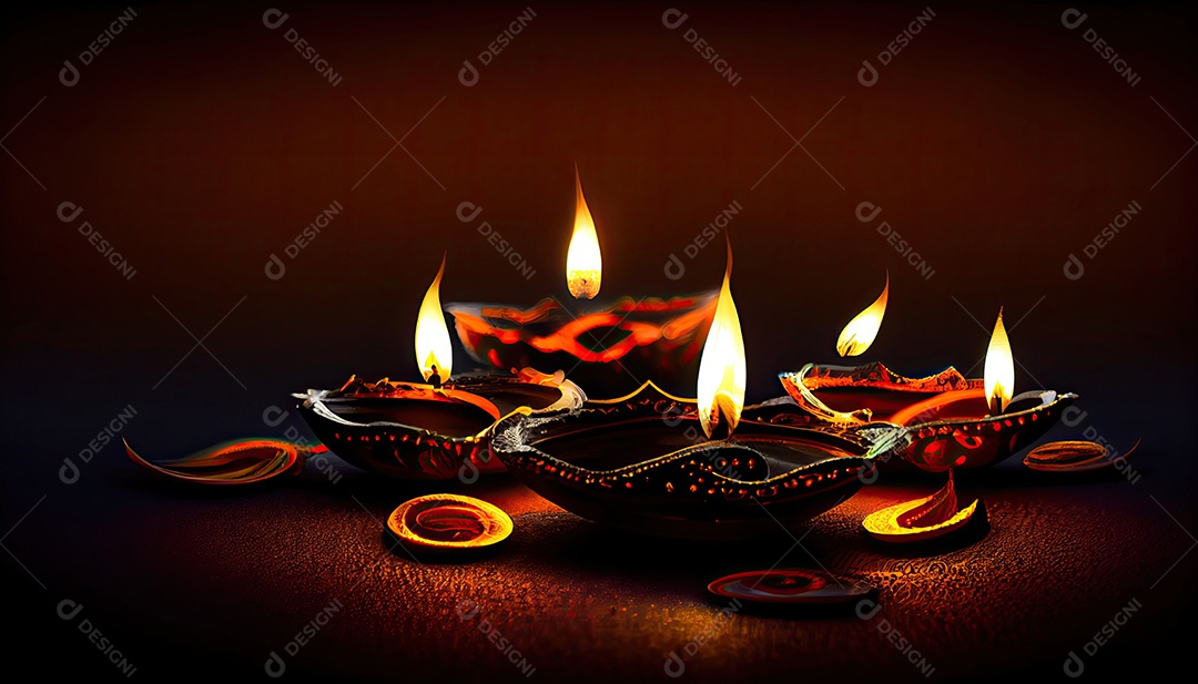 Diwali o triunfo da luz e bondade Festival hindu das luzes celebração Diya lamparinas a óleo 24 de outubro.