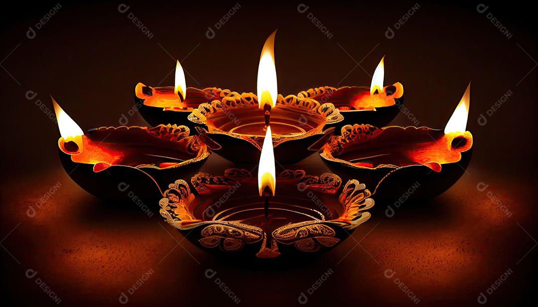 Diwali o triunfo da luz e bondade Festival hindu das luzes celebração Diya lamparinas a óleo 24 de outubro.