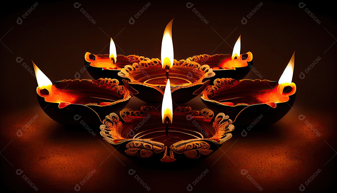 Diwali o triunfo da luz e bondade Festival hindu das luzes celebração Diya lamparinas a óleo 24 de outubro.