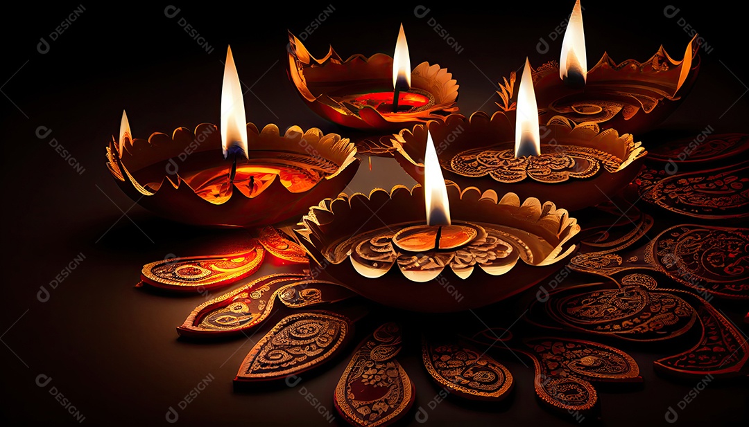 Diwali o triunfo da luz e bondade Festival hindu das luzes celebração Diya lamparinas a óleo 24 de outubro.