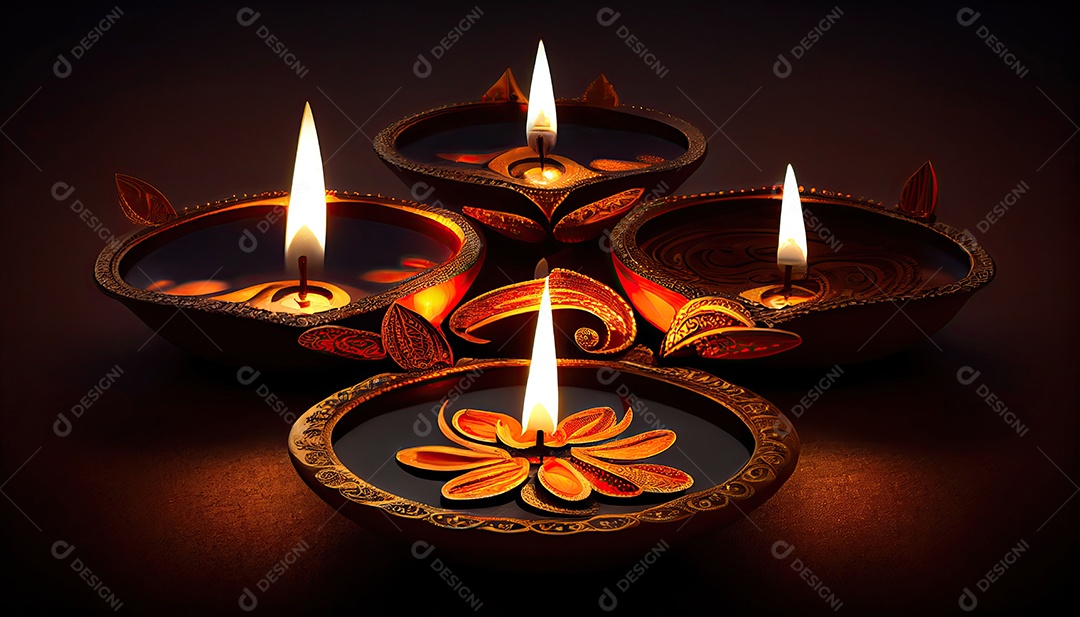 Diwali o triunfo da luz e bondade Festival hindu das luzes celebração Diya lamparinas a óleo 24 de outubro.