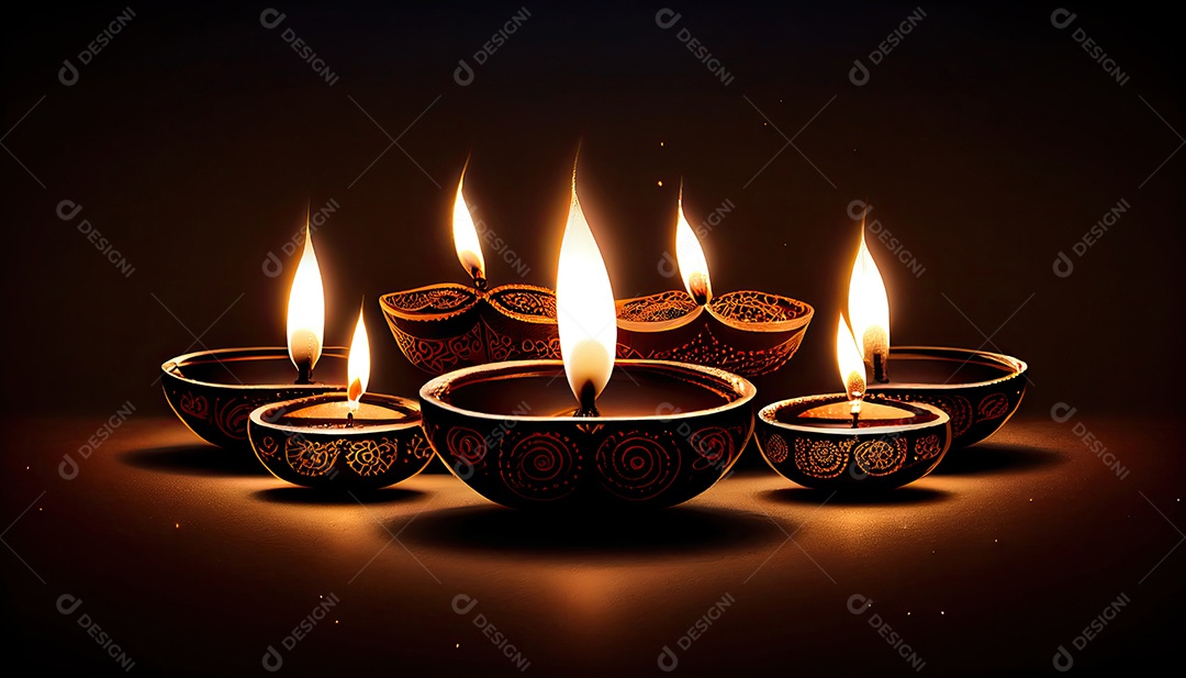 Diwali o triunfo da luz e bondade Festival hindu das luzes celebração Diya lamparinas a óleo 24 de outubro.