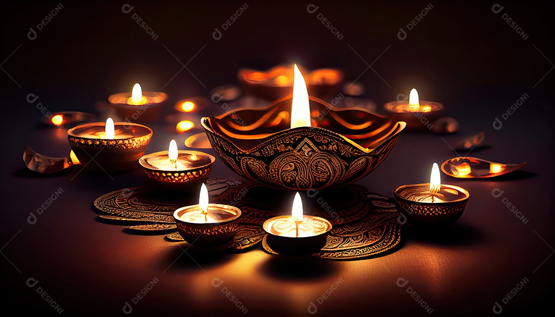 Diwali o triunfo da luz e bondade Festival hindu das luzes celebração Diya lamparinas a óleo 24 de outubro.