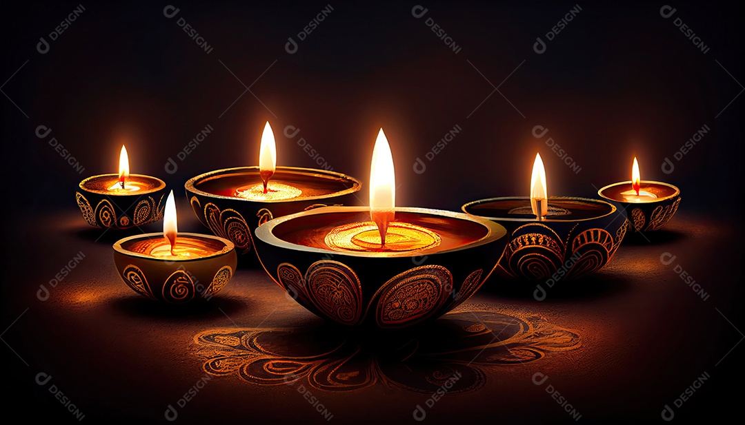 Diwali o triunfo da luz e bondade Festival hindu das luzes celebração Diya lamparinas a óleo 24 de outubro.