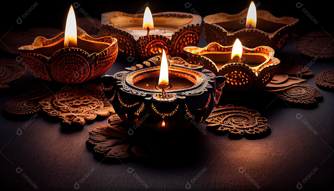 Diwali o triunfo da luz e bondade Festival hindu das luzes celebração Diya lamparinas a óleo 24 de outubro.