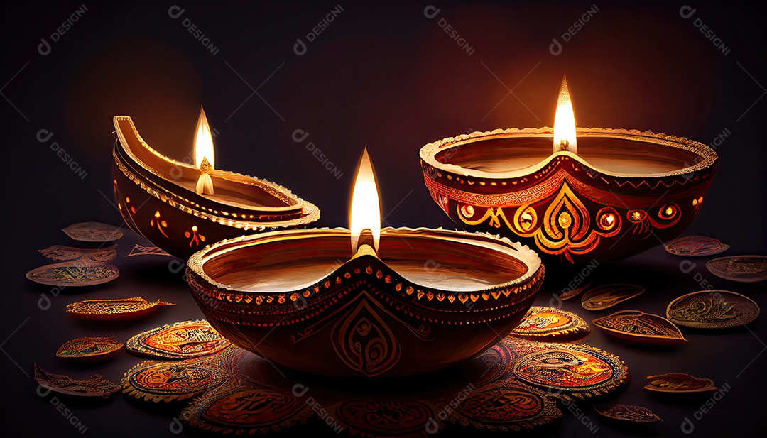 Diwali o triunfo da luz e bondade Festival hindu das luzes celebração Diya lamparinas a óleo 24 de outubro.