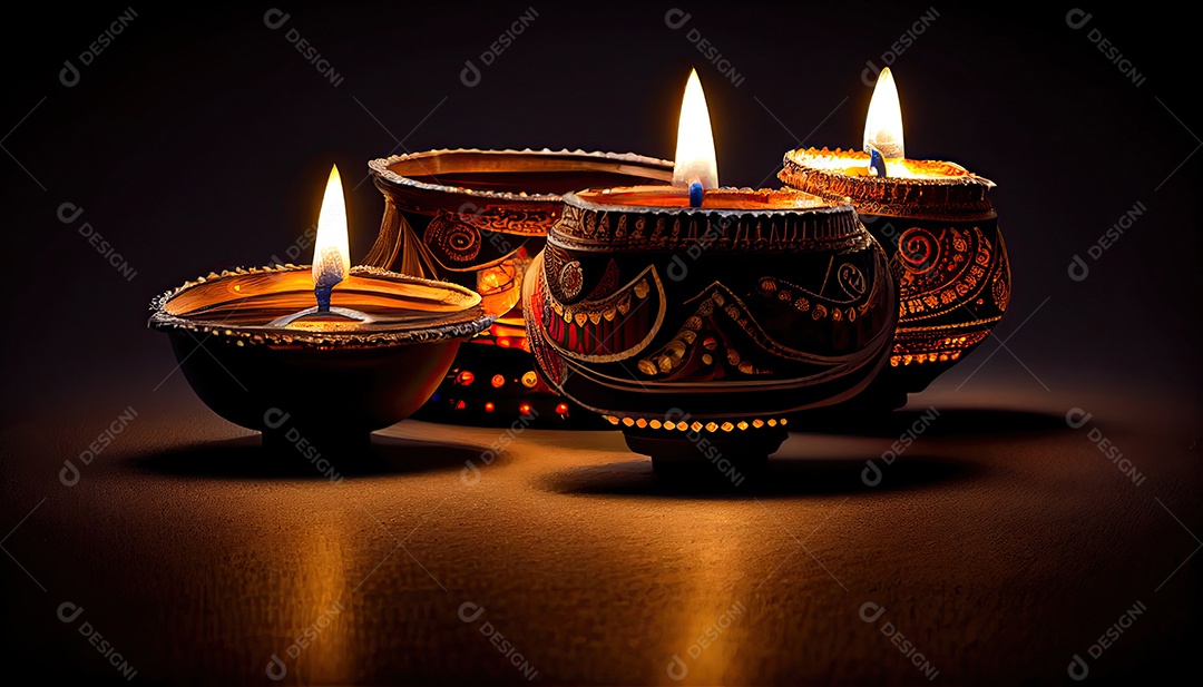 Diwali o triunfo da luz e bondade Festival hindu das luzes celebração Diya lamparinas a óleo 24 de outubro.