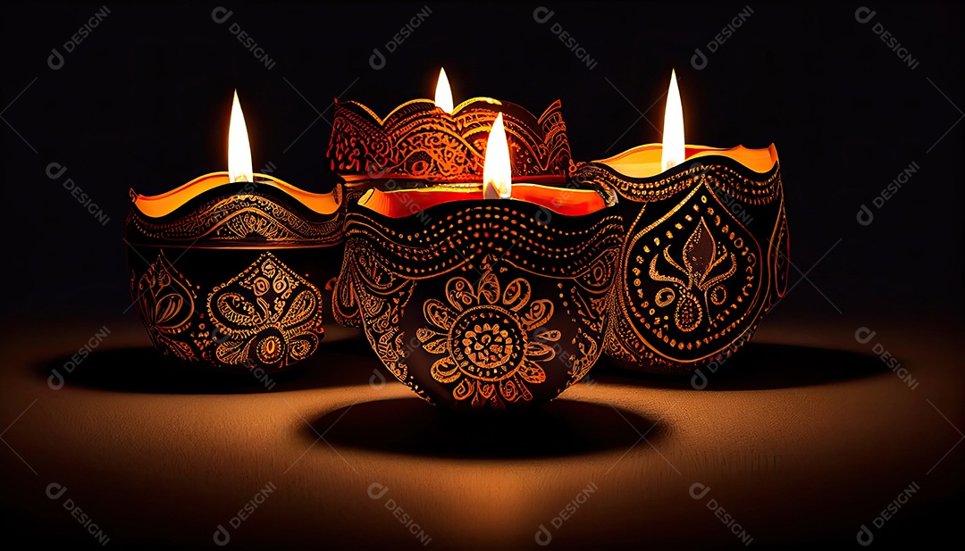 Diwali o triunfo da luz e bondade Festival hindu das luzes celebração Diya lamparinas a óleo 24 de outubro.