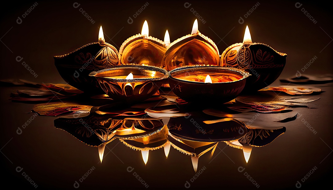 Diwali o triunfo da luz e bondade Festival hindu das luzes celebração Diya lamparinas a óleo 24 de outubro.