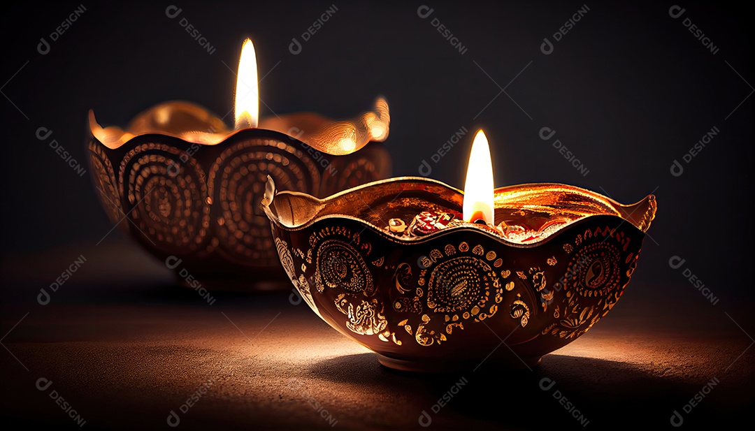 Diwali o triunfo da luz e bondade Festival hindu das luzes celebração Diya lamparinas a óleo 24 de outubro.