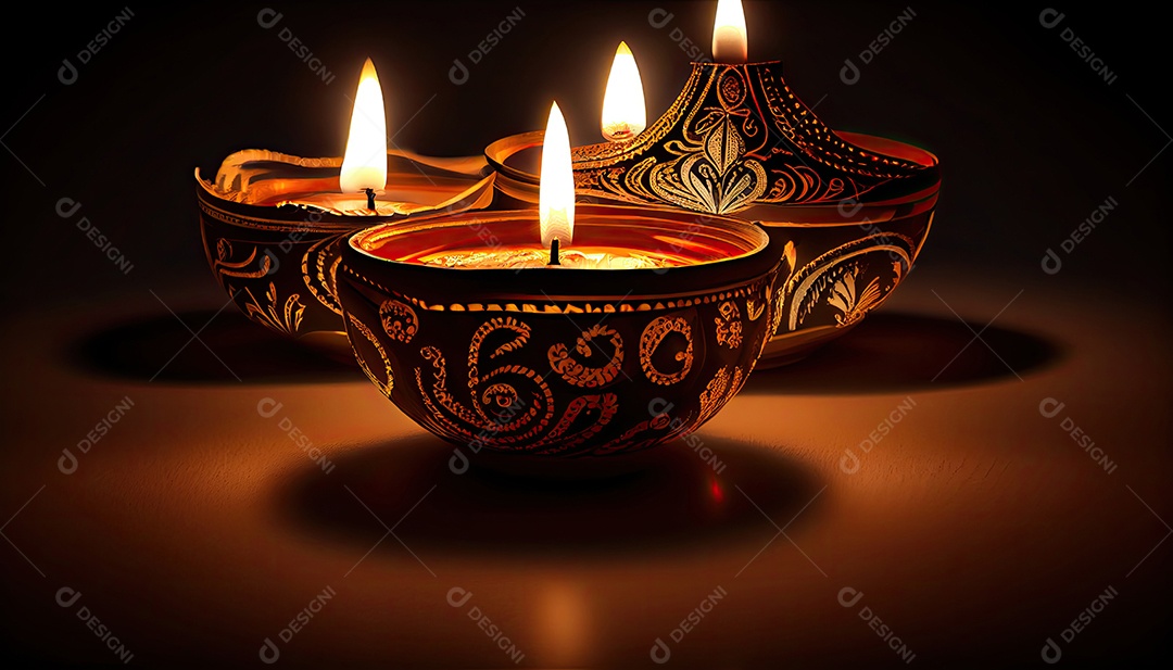 Diwali o triunfo da luz e bondade Festival hindu das luzes celebração Diya lamparinas a óleo 24 de outubro.