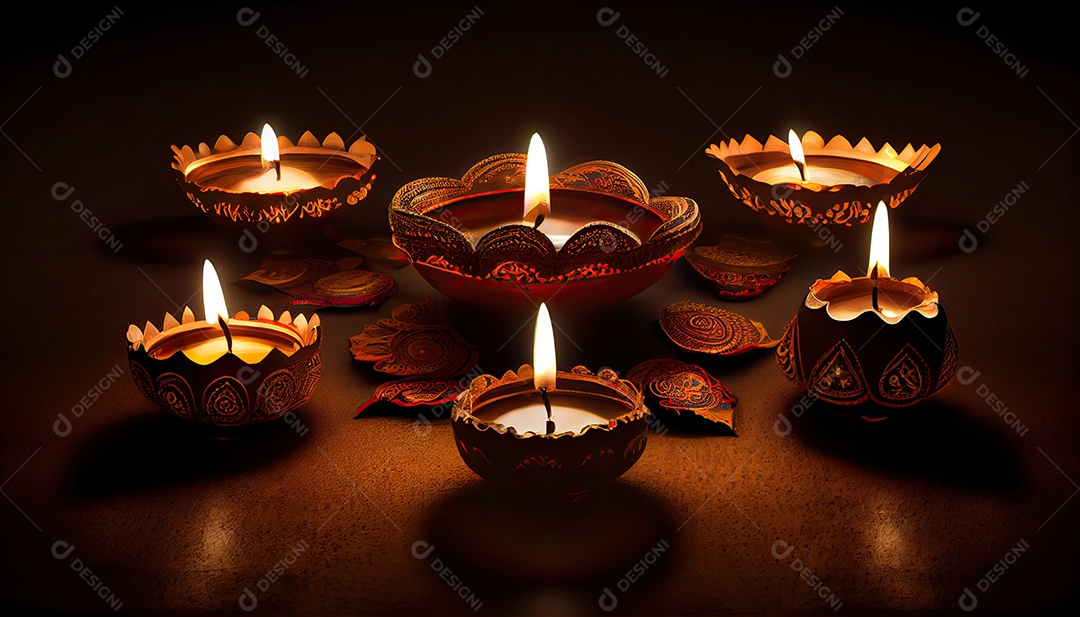 Diwali o triunfo da luz e bondade Festival hindu das luzes celebração Diya lamparinas a óleo 24 de outubro.