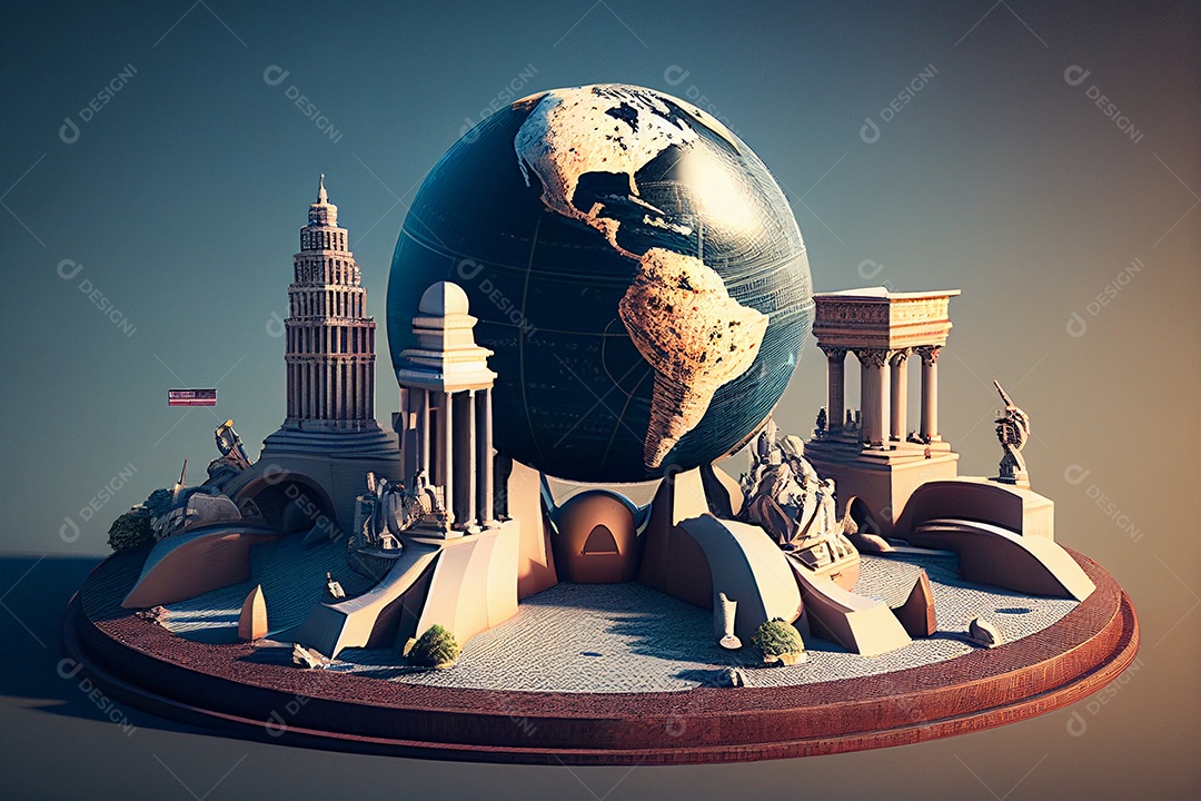 Fundo com conceito de monumento mundial gerado por IA