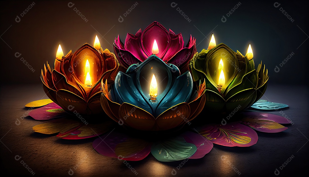 Diwali o triunfo da luz e bondade Festival hindu das luzes celebração Diya lamparinas a óleo 24 de outubro.